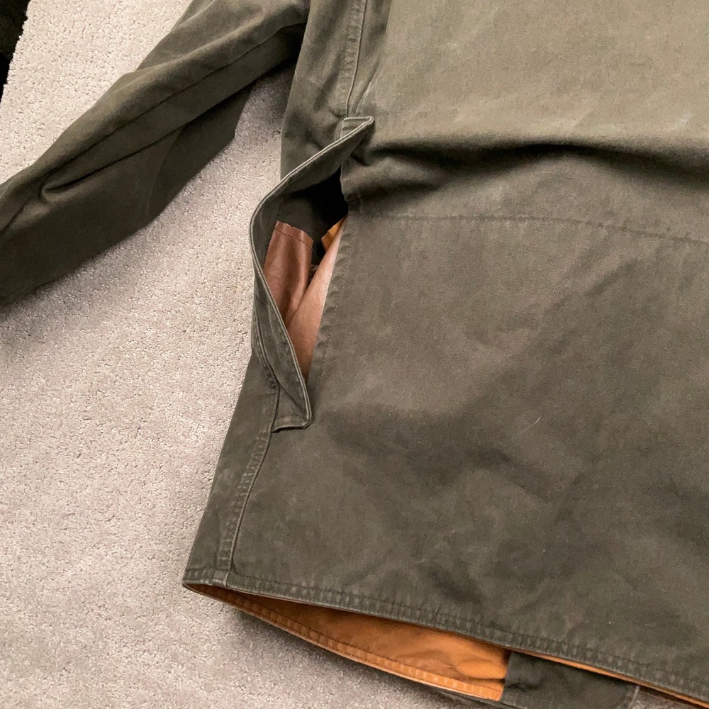 LL Bean Field Coat Mens L Olive Green Wool Liner Hunting Canvas Jacket USA VTG - Picture 9 of 13